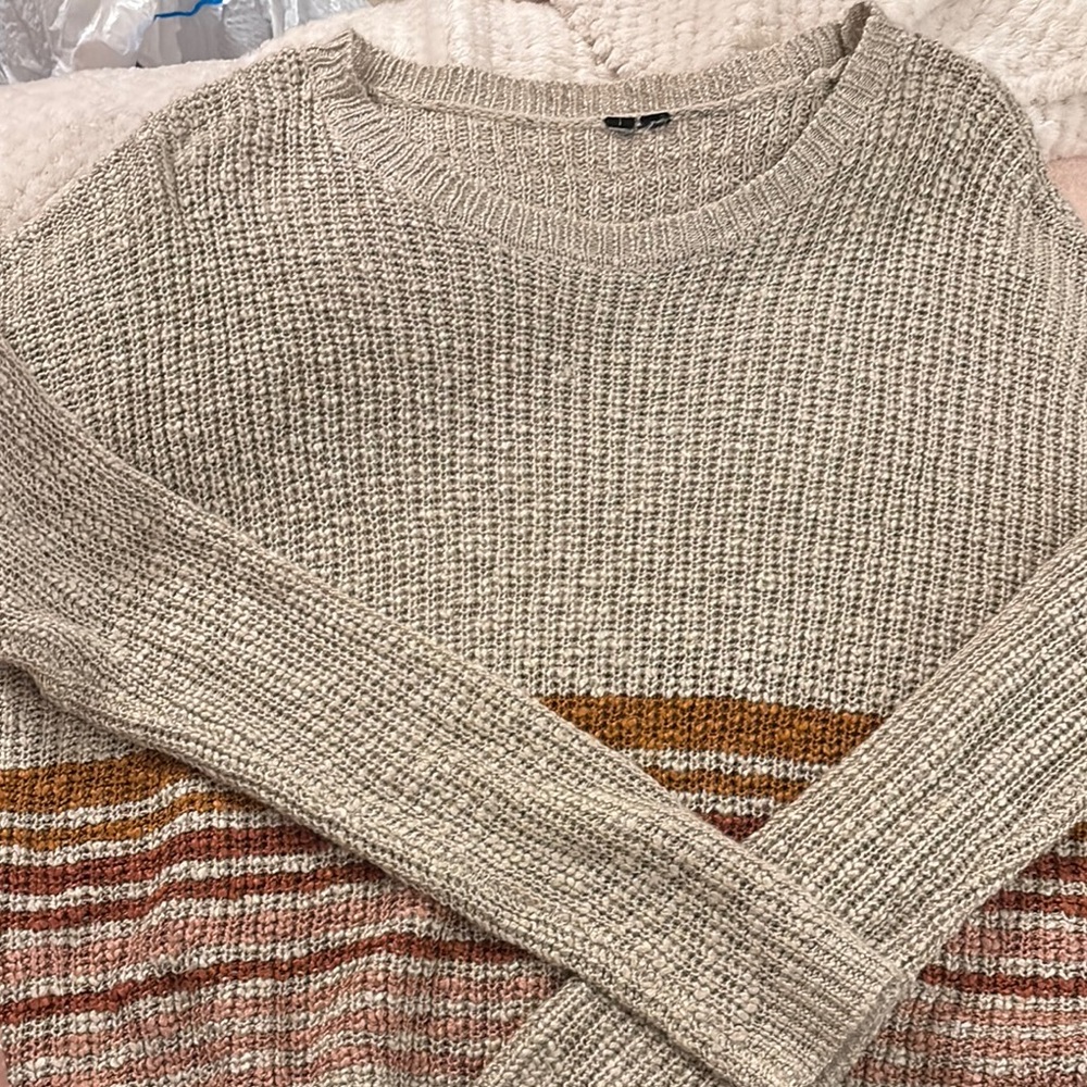 Beige and Rust Striped Sweater